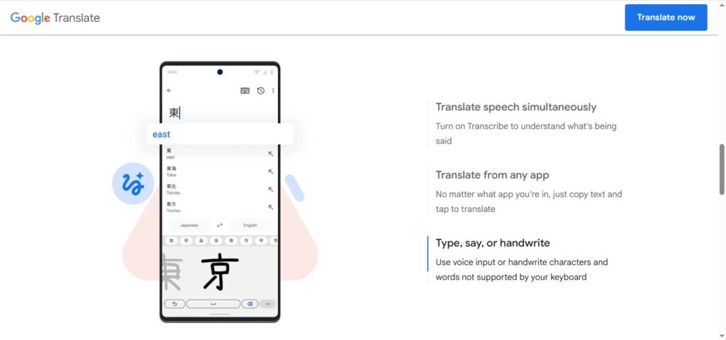 Google translate one of the offline translation apps
