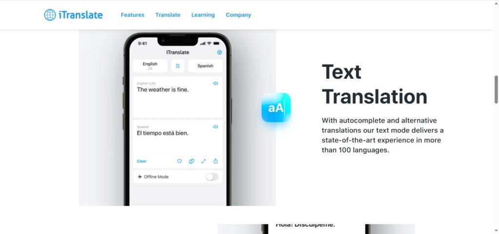 itranslate one of the offline translation apps