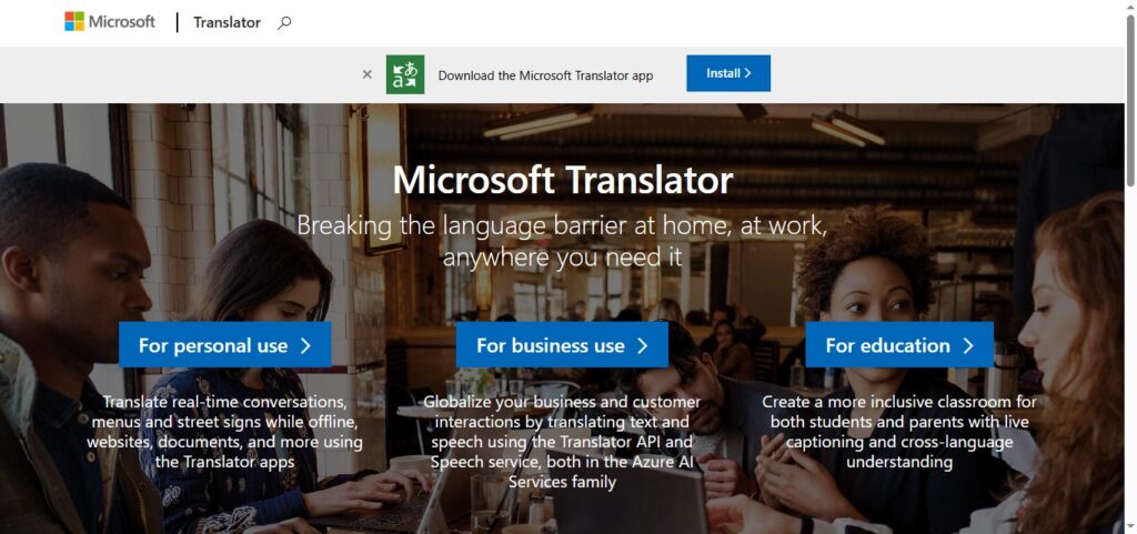Microsoft translator one of the offline translation apps